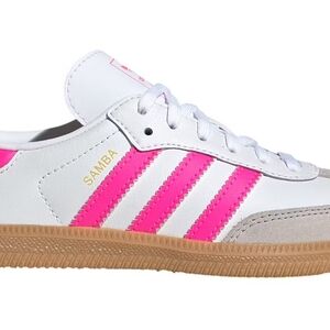 Adidas Kids Samba White and Pink Sneakers